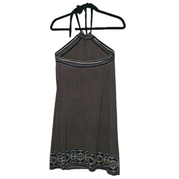 MAX STUDIO Shift Floral Halter Dress Women's Small Blue Green Comfort Stretch - Picture 8 of 8